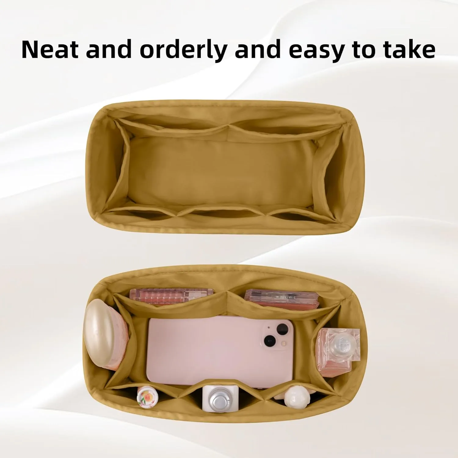 DGAZ Purse Organizer Silky Smooth Fits Birkin 25/30/35/40 Bags,Silk,Luxury Handbag Tote in Bag Shapers, Women(Biscuit color,BK40)