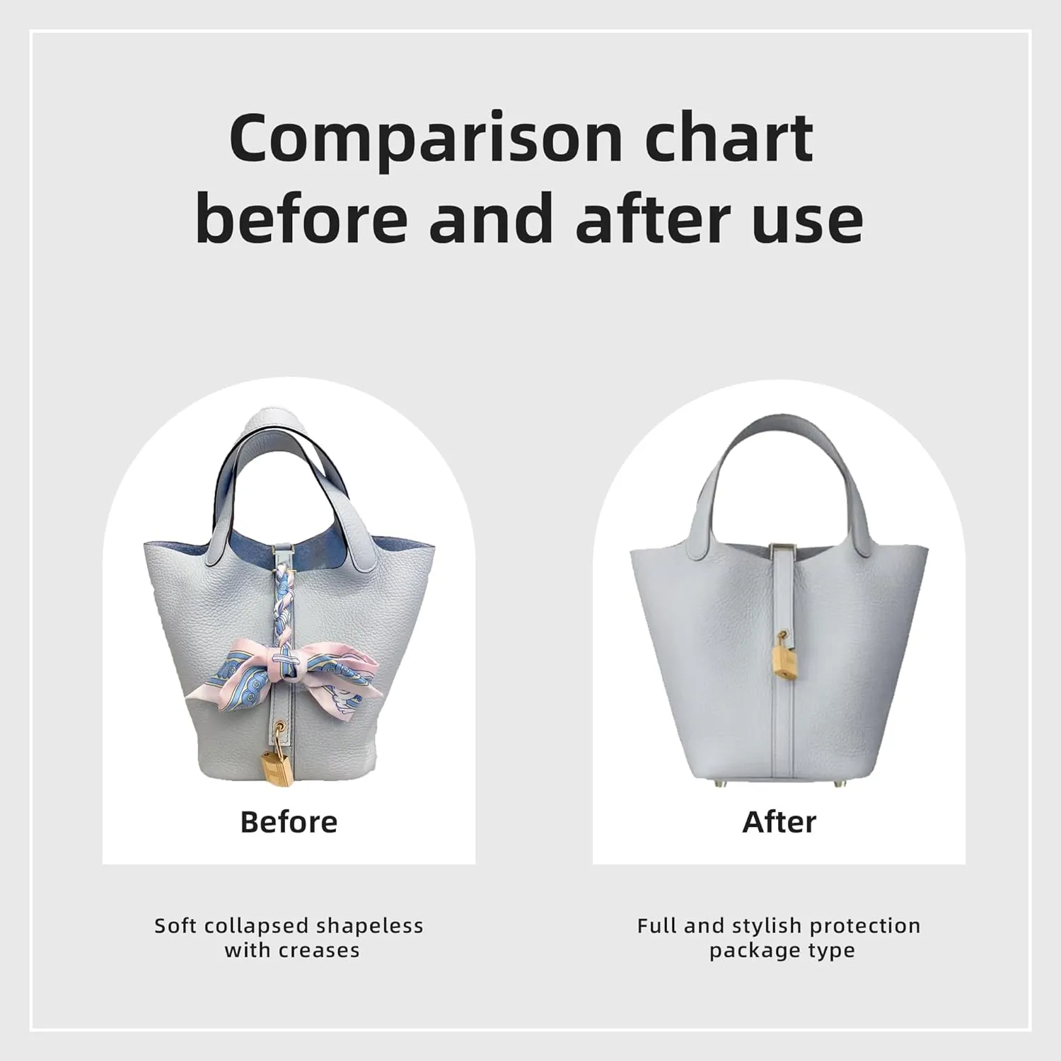 DGAZ Purse Organizer Silky Smooth For Picotin 14/18/22/26/31 Bags,Silk,Luxury Handbag Tote in Bag Shapers(Azure,PC18)