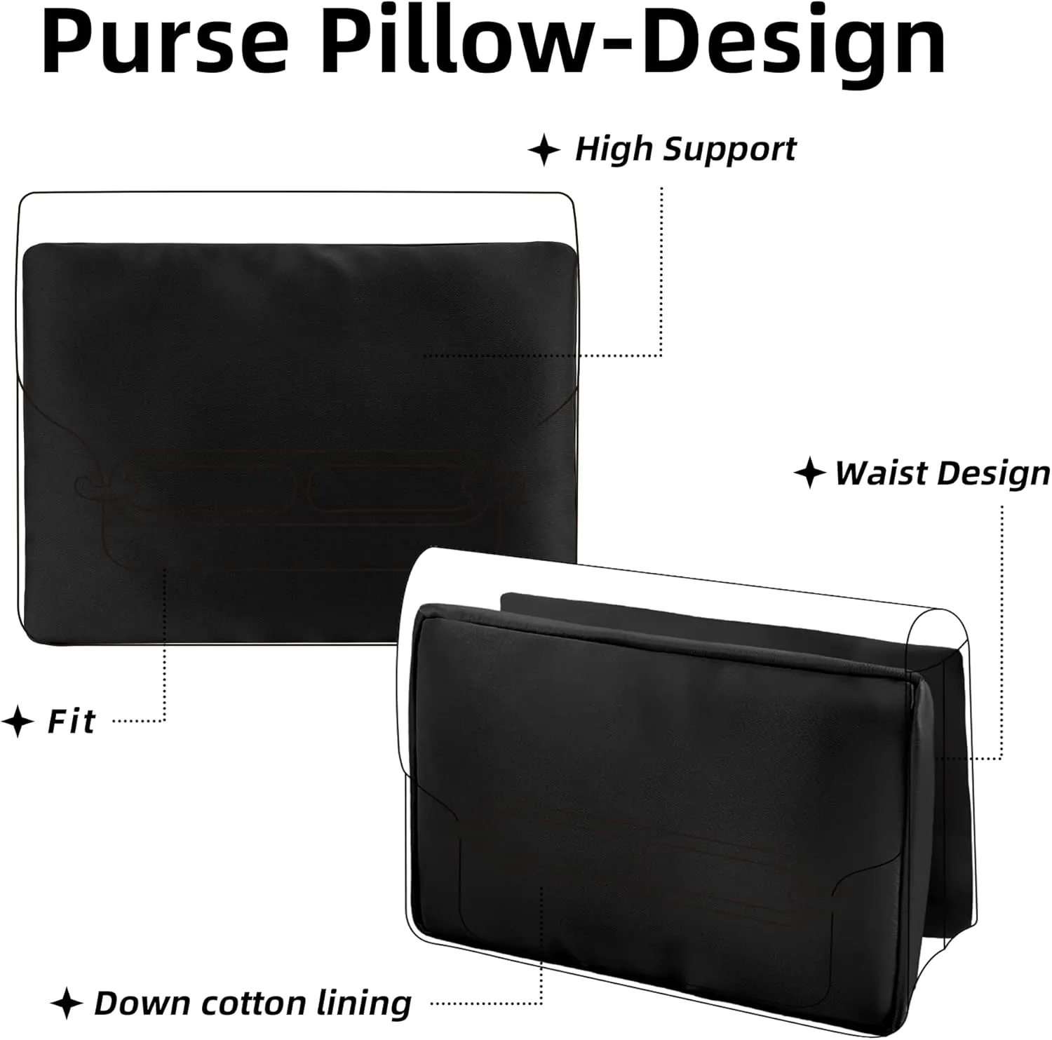 DGAZ Purse Pillow Insert for Hermes Roulis bags, Memory Foam, Silky Pillow Shaper for Luxury Handbags(Black,Roulis18)