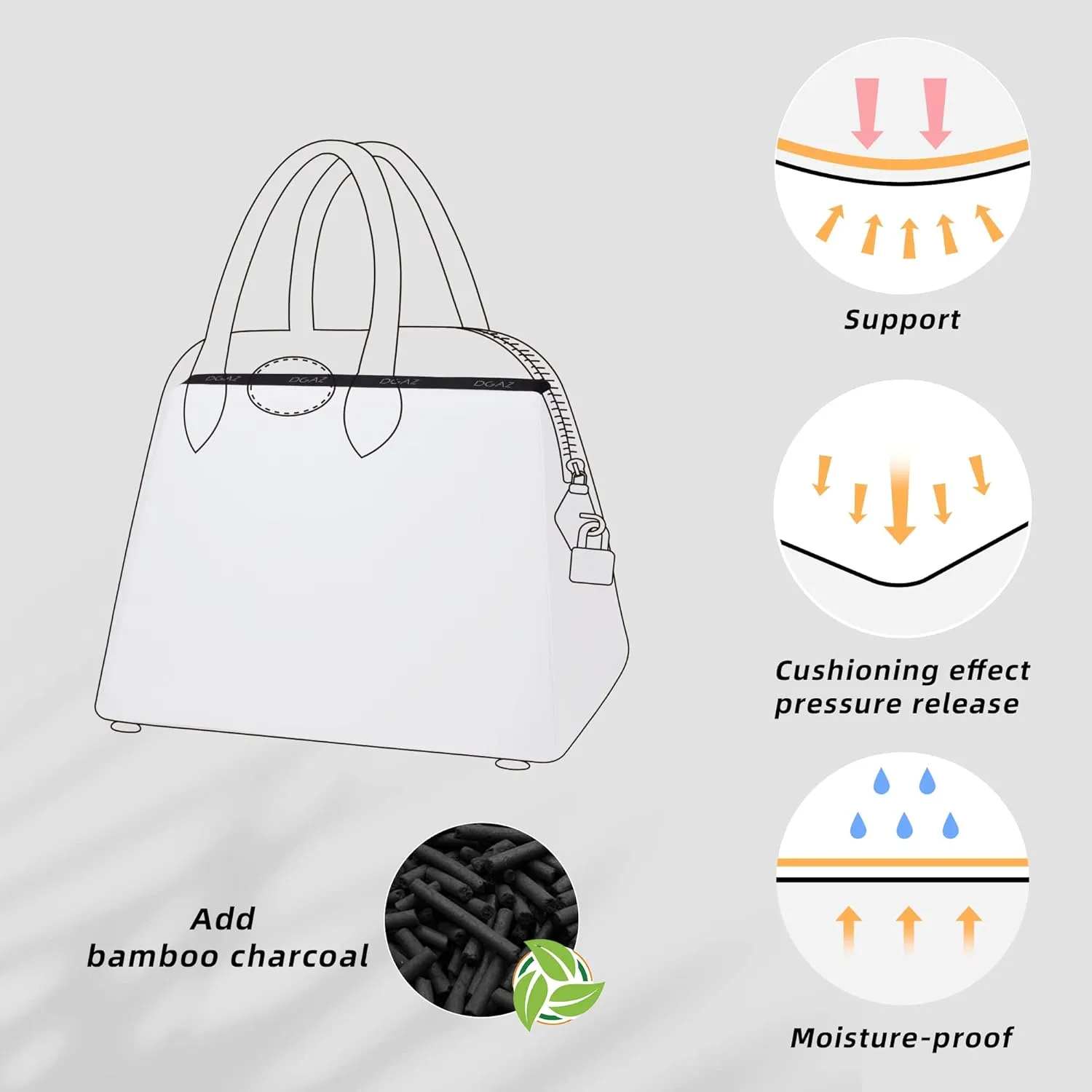 DGAZ Purse Pillow Shaper Insert for Bolide Bags, Silky Pillow Shaper for Luxury Handbags(White,1923 25)