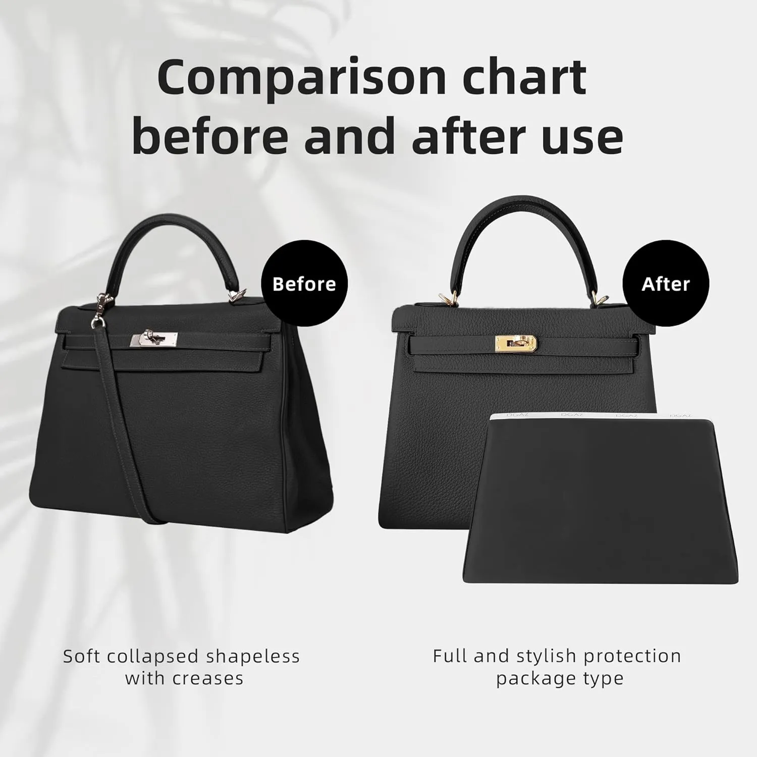 DGAZ Purse Pillow Shaper Insert for Hermes Kelly Bags, Silky Pillow Shaper for Luxury Handbags(Black,KL25 Retourne)