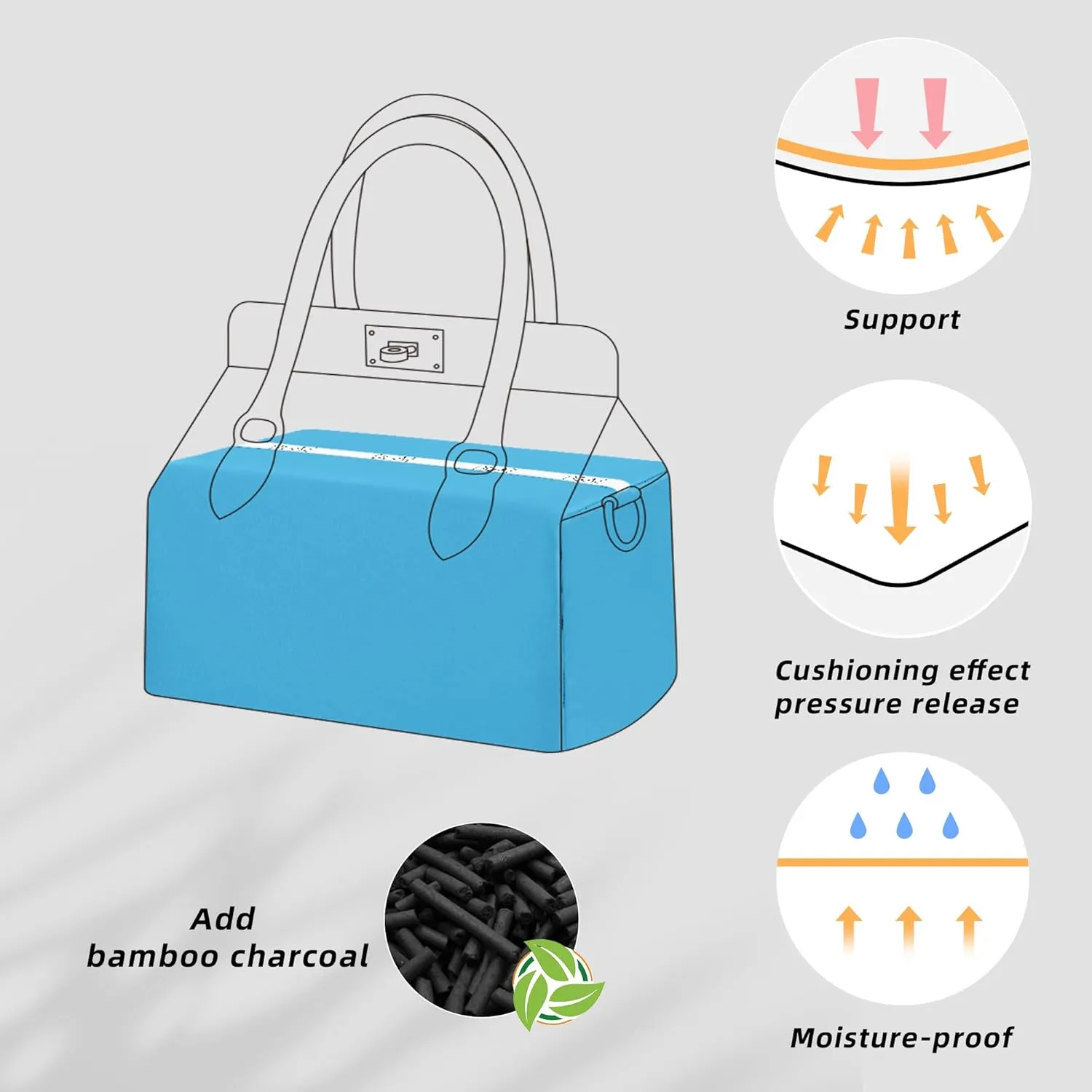 DGAZ Purse Pillow Shaper Insert for Hermes Toolbox Bags, Silky Pillow Shaper for Luxury Handbags(Blue du nord,Toolbox 20)