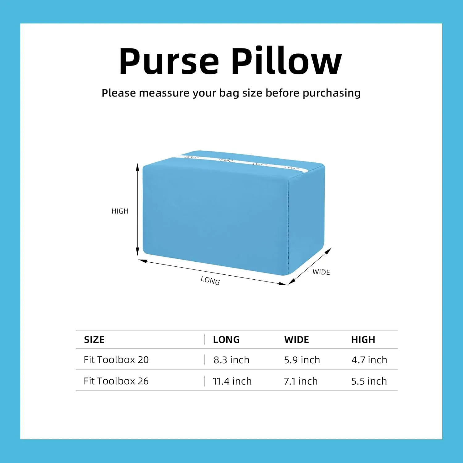 DGAZ Purse Pillow Shaper Insert for Hermes Toolbox Bags, Silky Pillow Shaper for Luxury Handbags(Blue du nord,Toolbox 20)