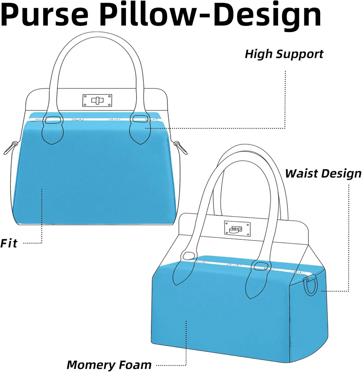 DGAZ Purse Pillow Shaper Insert for Hermes Toolbox Bags, Silky Pillow Shaper for Luxury Handbags(Blue du nord,Toolbox 20)