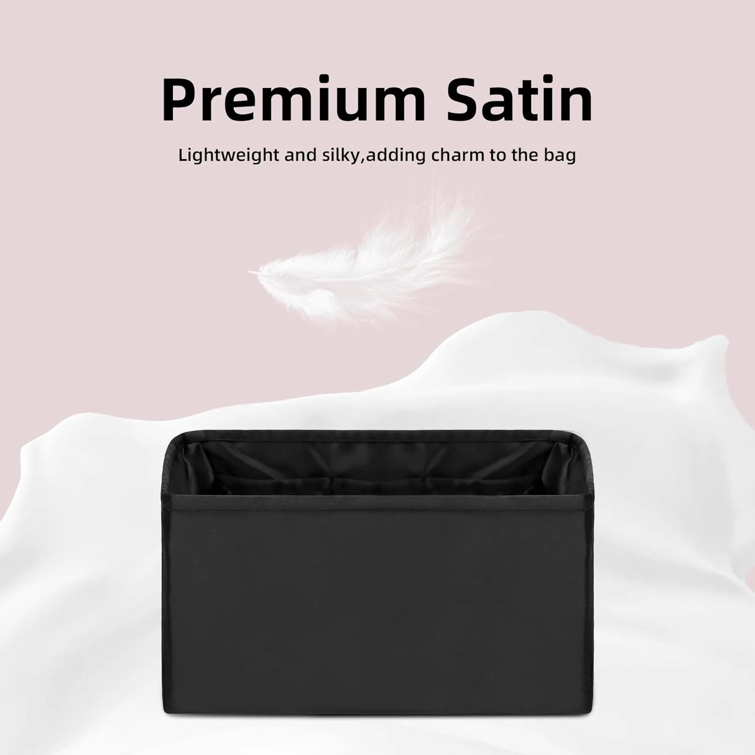 DGAZ Silk Purse Organizer Insert Fits LV Speedy 16/20/25/30/35/45 bags，Silky Smooth Bag Organizer，Luxury Handbag & Tote Shaper（Black，SP20）