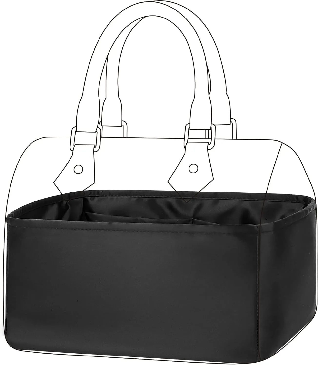 DGAZ Silk Purse Organizer Insert Fits LV Speedy 16/20/25/30/35/45 bags，Silky Smooth Bag Organizer，Luxury Handbag & Tote Shaper（Black，SP20）