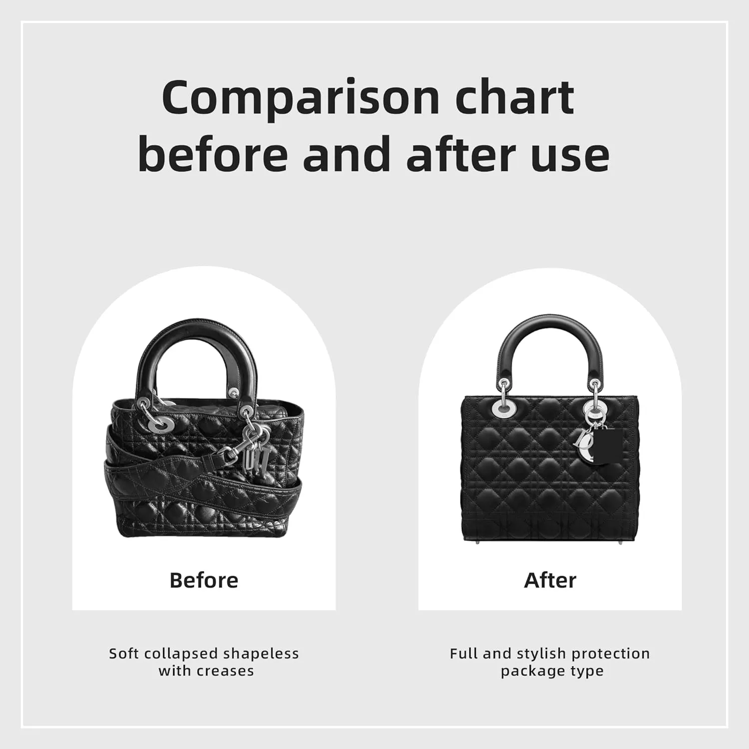 DGAZ Silk Purse Organizer Insert For Lady-Dior Micro/Mini/S/M/L bags，Silky Smooth Bag Organizer，Luxury Handbag & Tote Shaper（Craie，L）