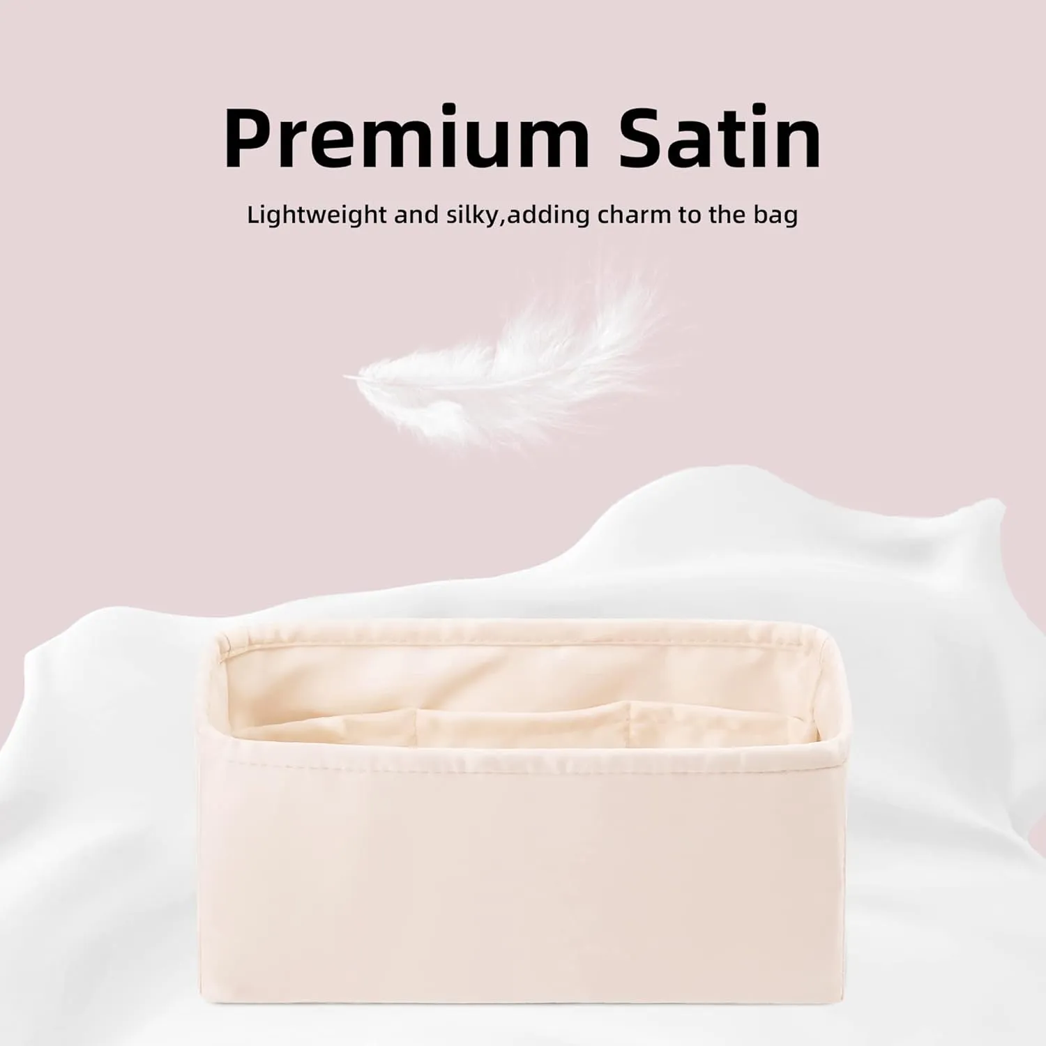 DGAZ Silk Purse Organizer Insert For Lady-Dior Micro/Mini/S/M/L bags，Silky Smooth Bag Organizer，Luxury Handbag & Tote Shaper（Craie，L）