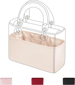 DGAZ Silk Purse Organizer Insert For Lady-Dior Micro/Mini/S/M/L bags，Silky Smooth Bag Organizer，Luxury Handbag & Tote Shaper（Craie，L）