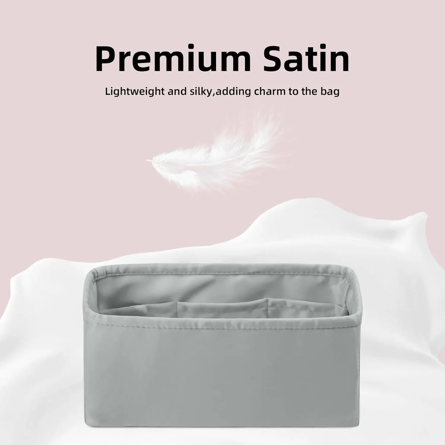 DGAZ Silk Purse Organizer Insert For Lady-Dior Micro/Mini/S/M/L bags，Silky Smooth Bag Organizer，Luxury Handbag & Tote Shaper(Pearl gray,L)