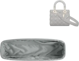 DGAZ Silk Purse Organizer Insert For Lady-Dior Micro/Mini/S/M/L bags，Silky Smooth Bag Organizer，Luxury Handbag & Tote Shaper(Pearl gray,L)