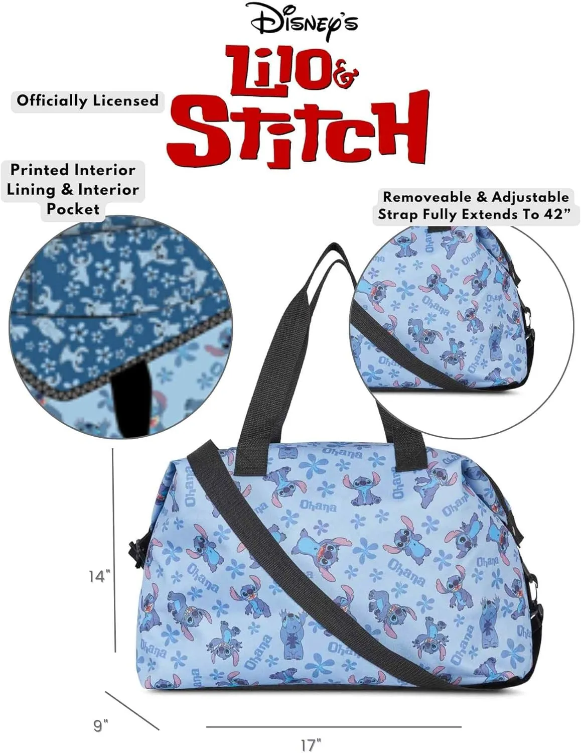 Disney Tote Duffel Bag Mickey Mouse Friends All Over Print Weekender Travel
