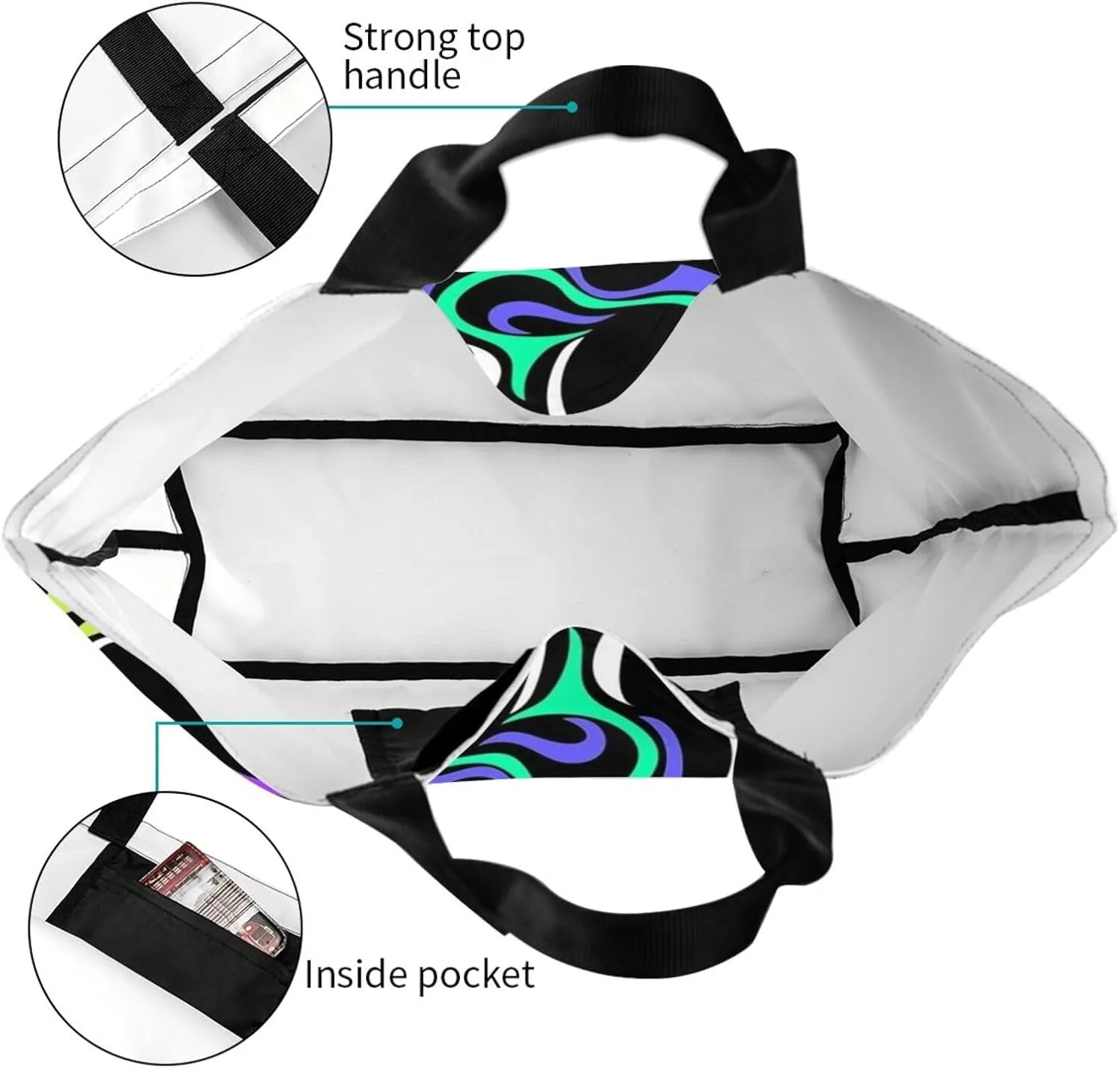 Distorted lines Tote Bag Shopping Bag Portable Handbags Tote Shoulder Bucket Bags for Women