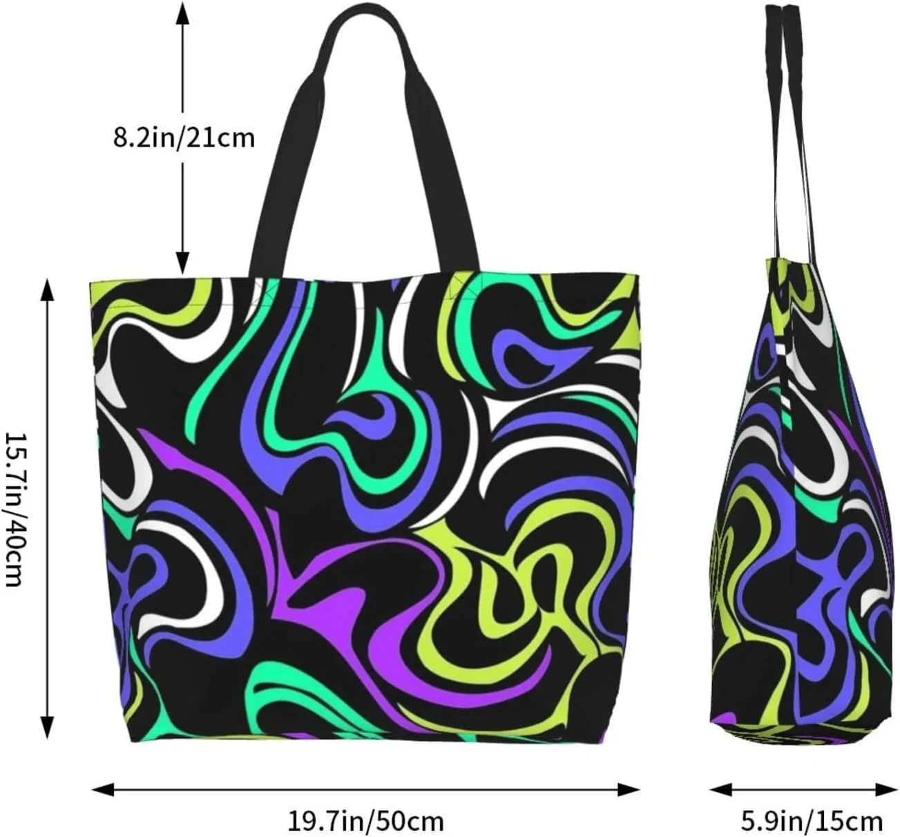 Distorted lines Tote Bag Shopping Bag Portable Handbags Tote Shoulder Bucket Bags for Women