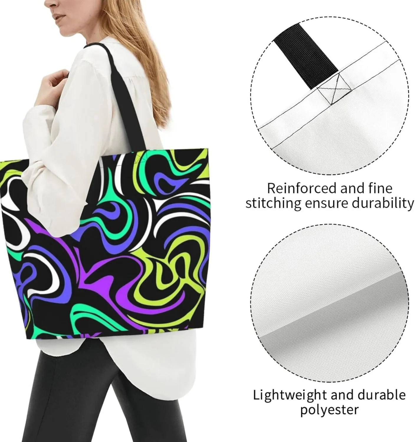 Distorted lines Tote Bag Shopping Bag Portable Handbags Tote Shoulder Bucket Bags for Women
