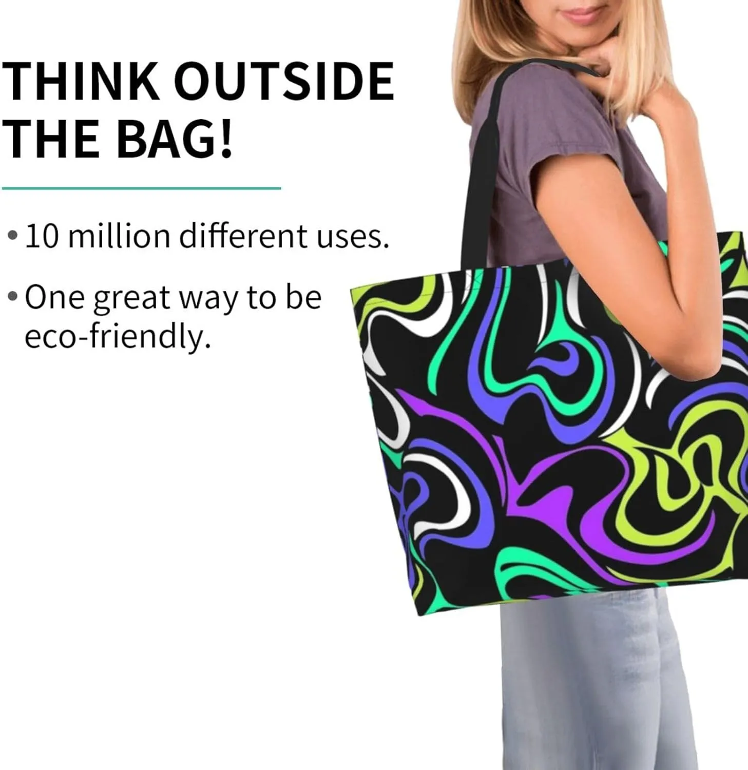 Distorted lines Tote Bag Shopping Bag Portable Handbags Tote Shoulder Bucket Bags for Women
