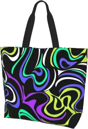 Distorted lines Tote Bag Shopping Bag Portable Handbags Tote Shoulder Bucket Bags for Women