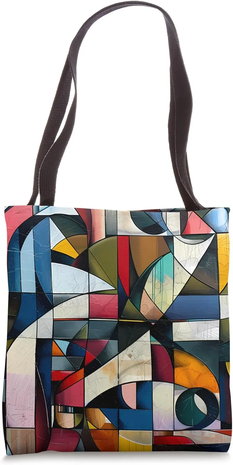 Dizzy Abstract Cubism Design Tote Bag