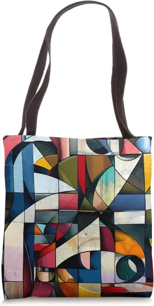 Dizzy Abstract Cubism Design Tote Bag