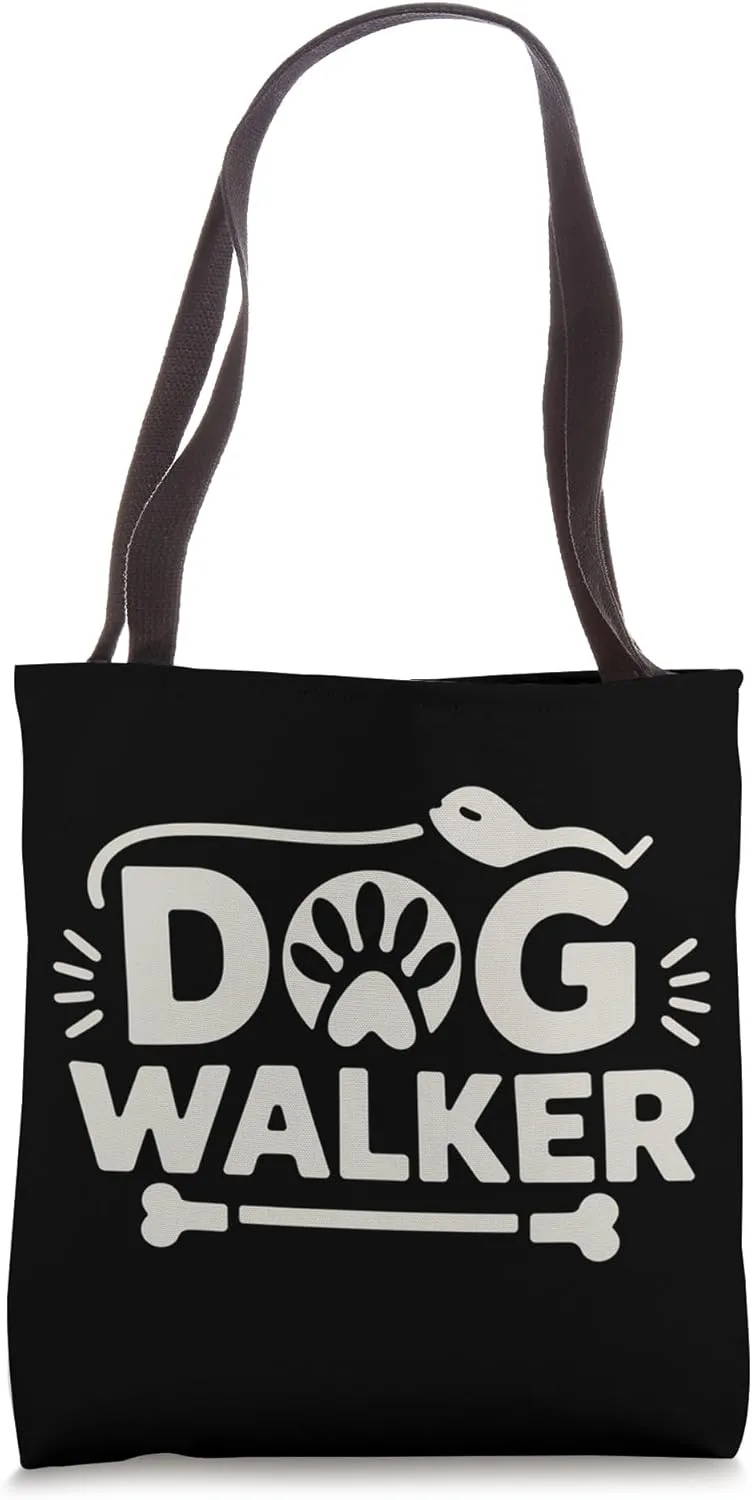 Dog Walker Paw Print Leash Bone Tote Bag
