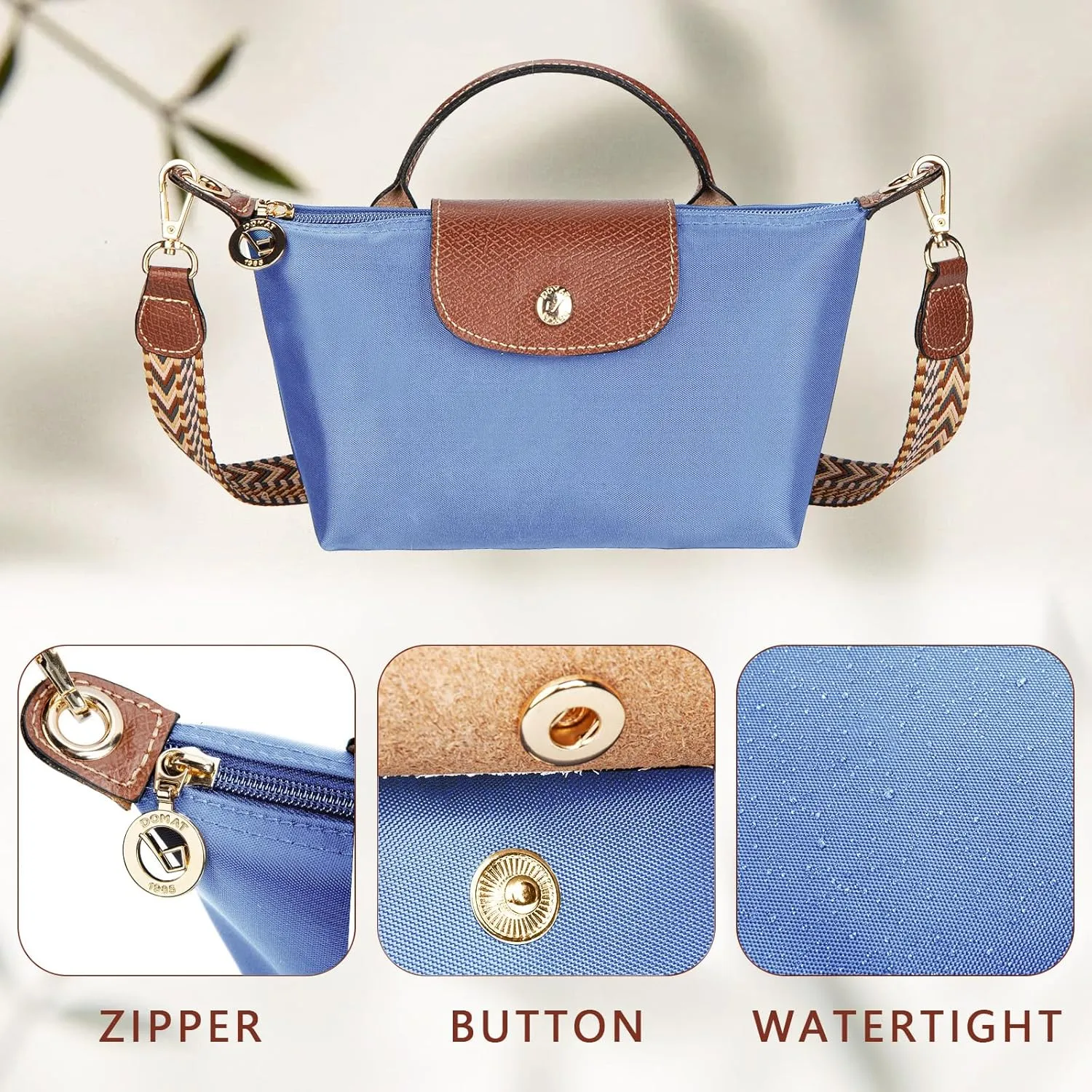 DOMAT Crossbody Bag for Women, Chic Lightweight Purse with Leather Top-handle, Compact Clutch Bag, Shoulder Handbag