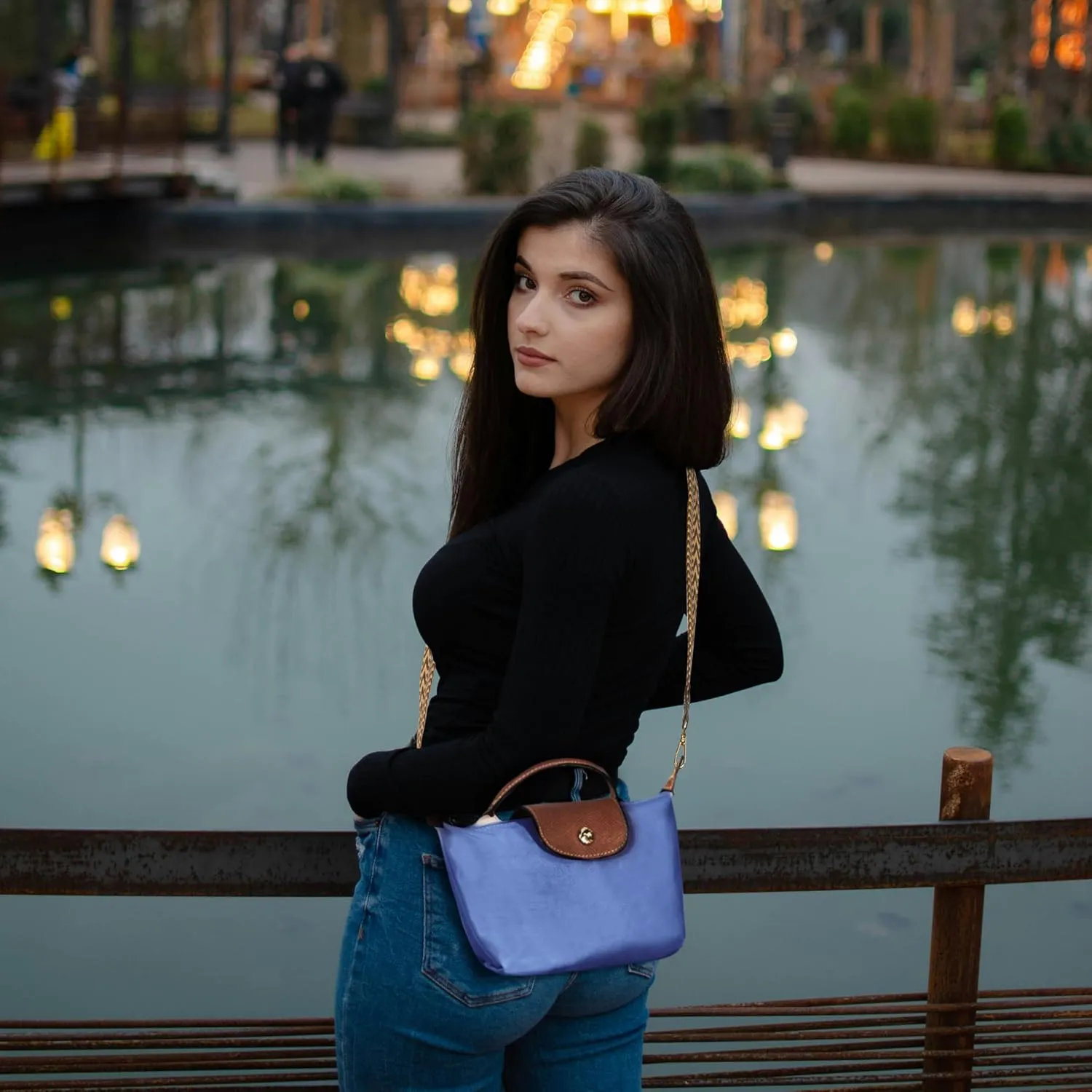 DOMAT Crossbody Bag for Women, Chic Lightweight Purse with Leather Top-handle, Compact Clutch Bag, Shoulder Handbag
