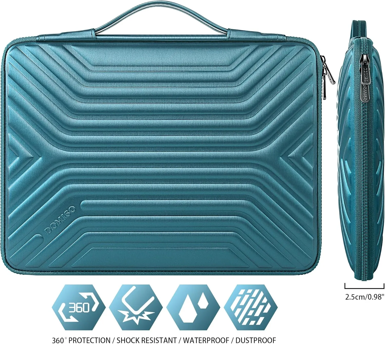 DOMISO 14 Inch Shockproof Waterproof Laptop Sleeve with Handle Lightweight Soft EVA Tablet Case for 14" Laptops/Lenovo ThinkPad/HP Pavilion 14 Stream 14 / Dell, Teal