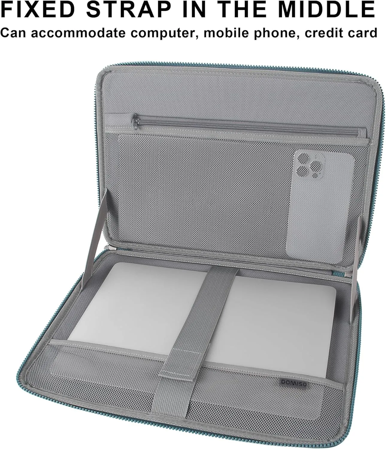 DOMISO 14 Inch Shockproof Waterproof Laptop Sleeve with Handle Lightweight Soft EVA Tablet Case for 14" Laptops/Lenovo ThinkPad/HP Pavilion 14 Stream 14 / Dell, Teal