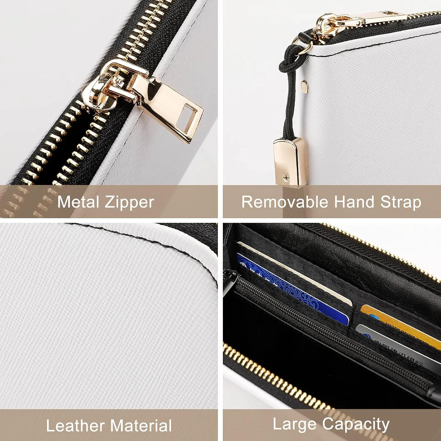 Donnapink Monogrammed Initial Letter M Long Clutch Wallet, Long Handbag with Removable Wristlet Strap, PU Leather Zip Purse, Credit Pass Case Card-Holder for Men Women