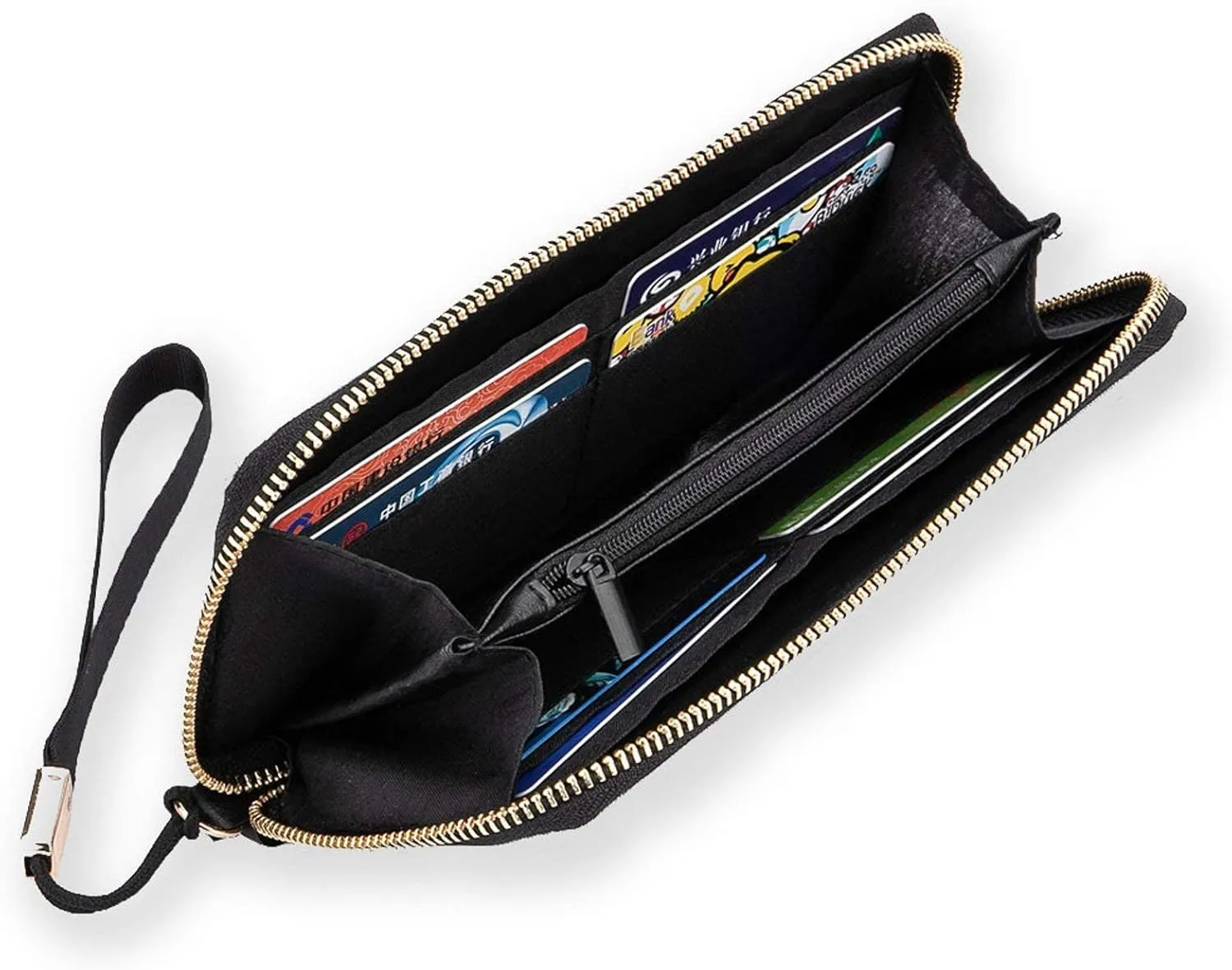 Donnapink Monogrammed Initial Letter M Long Clutch Wallet, Long Handbag with Removable Wristlet Strap, PU Leather Zip Purse, Credit Pass Case Card-Holder for Men Women