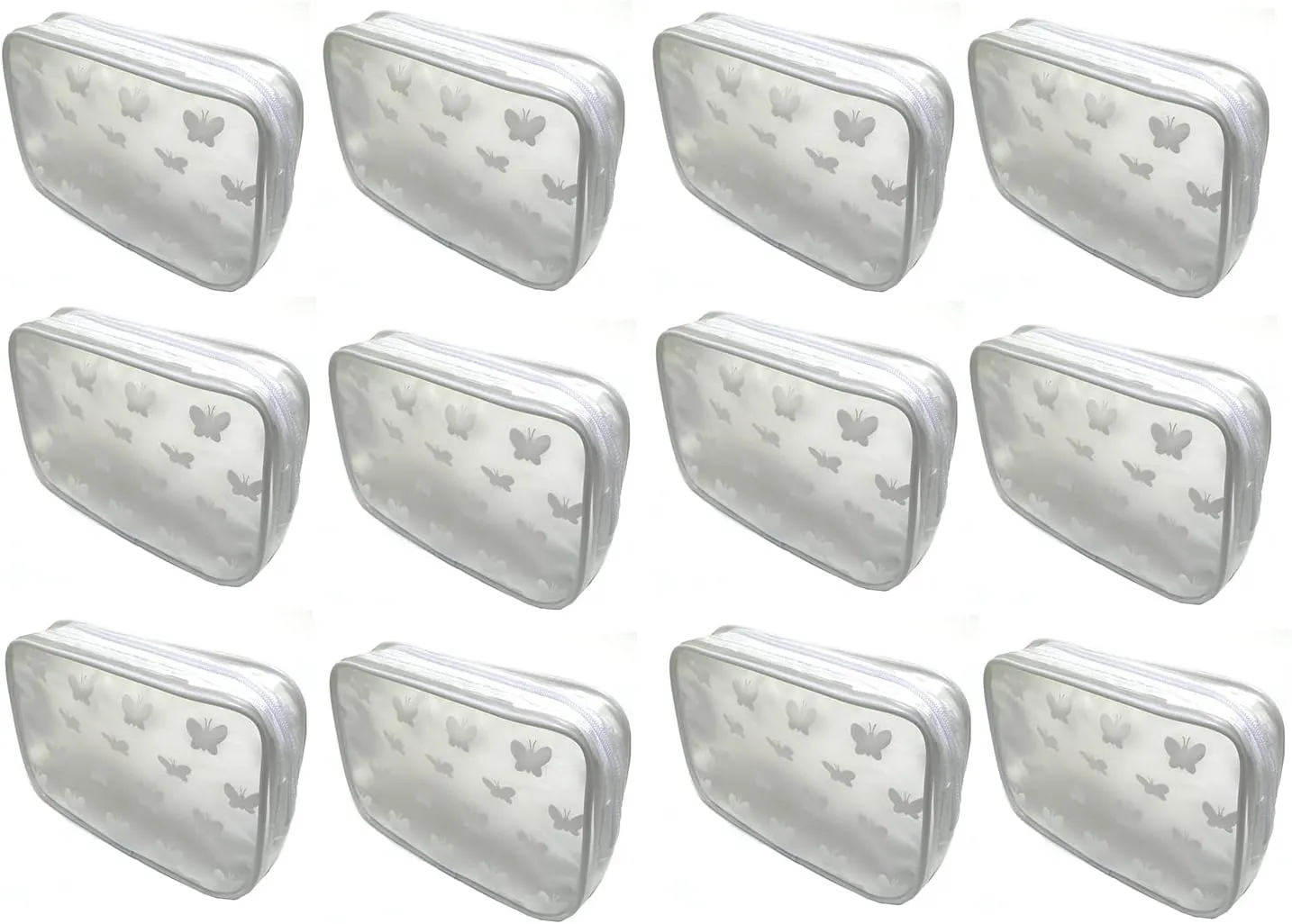 Dozen Pack 12 Count Butterfly Cosmetic Bags Make-Up Bags Bridal Favors Bags Semi Transparent PVC 32682-D