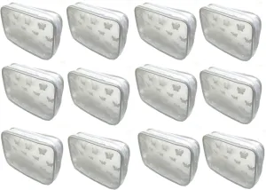 Dozen Pack 12 Count Butterfly Cosmetic Bags Make-Up Bags Bridal Favors Bags Semi Transparent PVC 32682-D