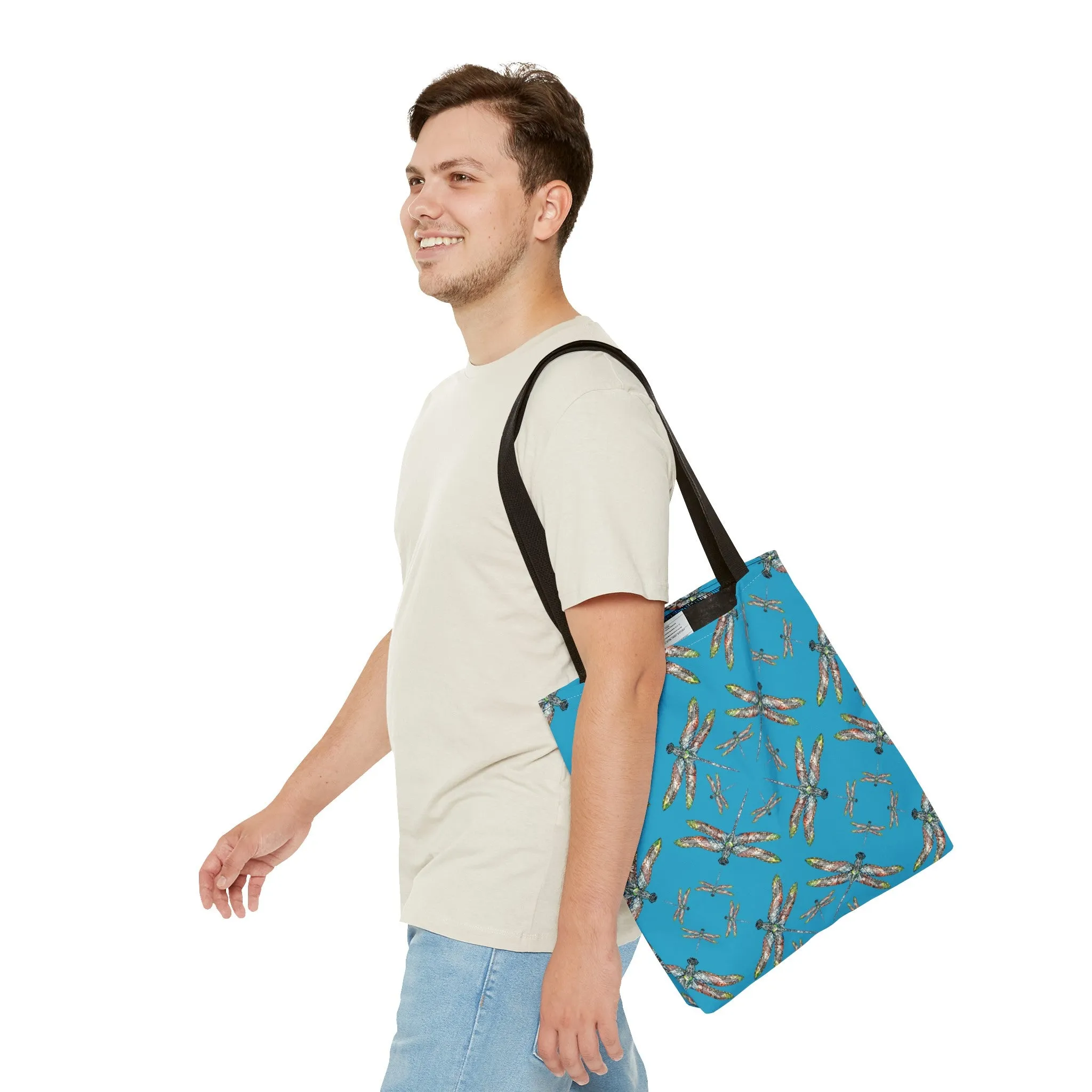Dragonfly Tote Bag, Turquoise color, Shoulder bag, Powwow tote, Carry all