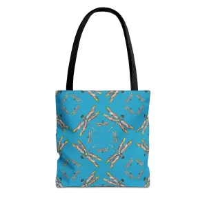 Dragonfly Tote Bag, Turquoise color, Shoulder bag, Powwow tote, Carry all