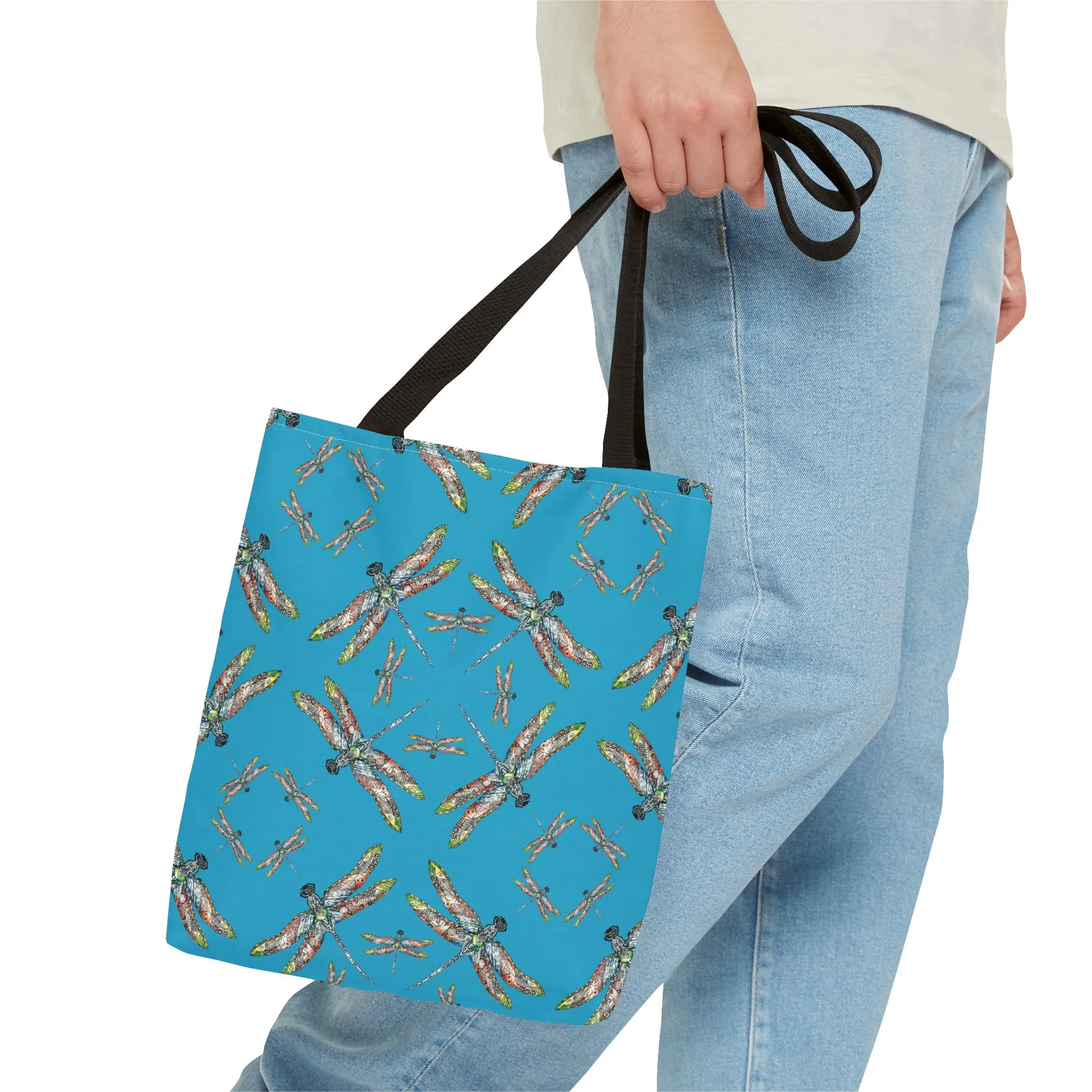Dragonfly Tote Bag, Turquoise color, Shoulder bag, Powwow tote, Carry all