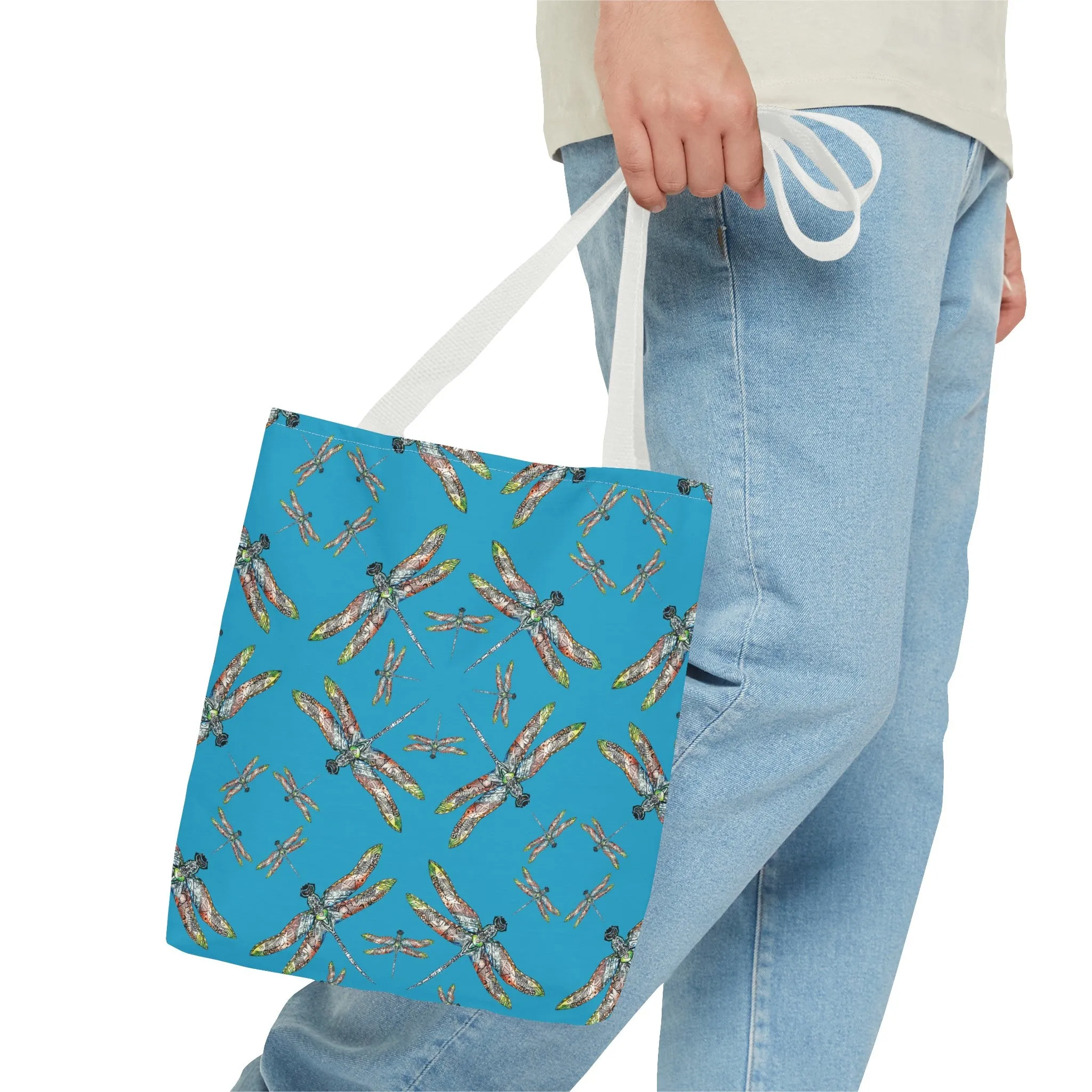 Dragonfly Tote Bag, Turquoise color, Shoulder bag, Powwow tote, Carry all
