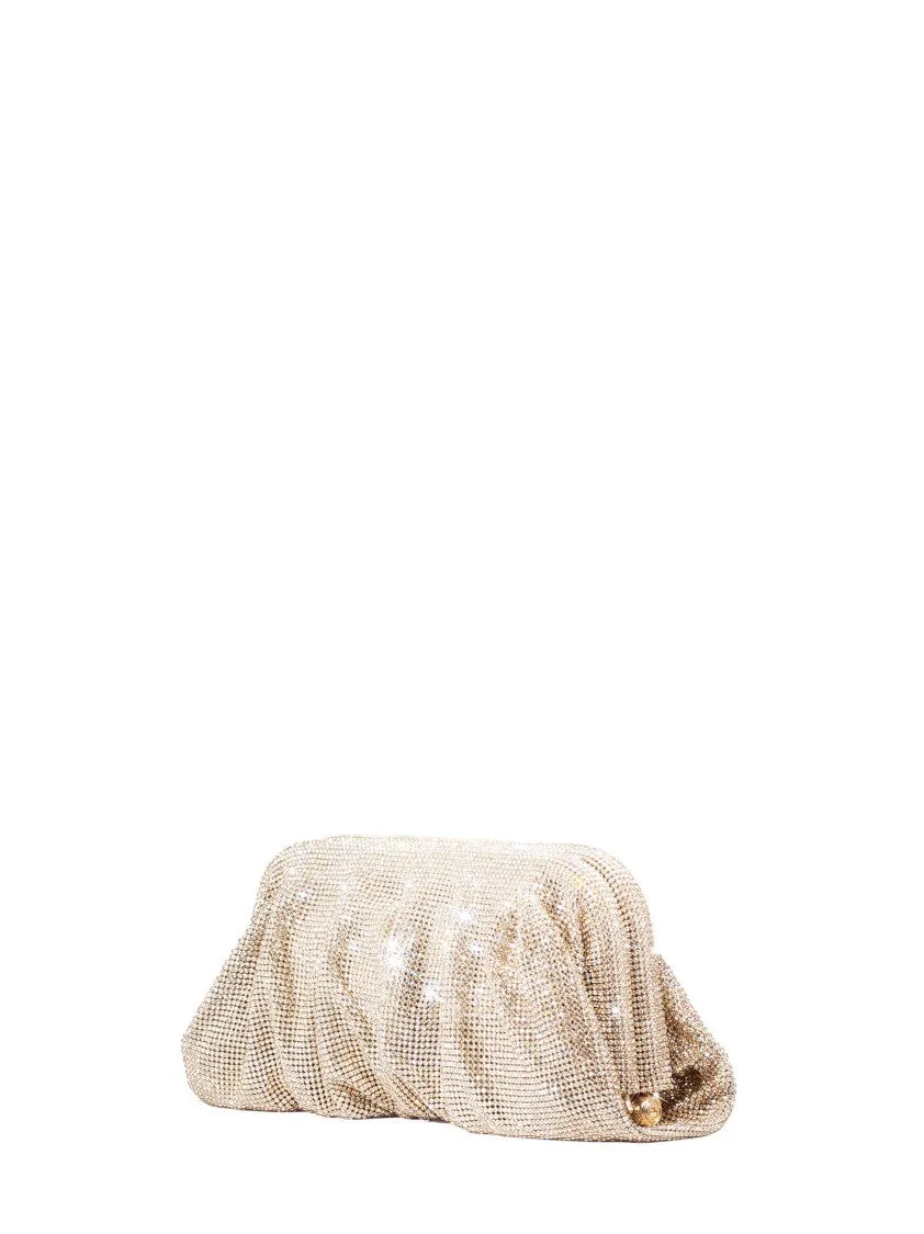 Draped Crystal Mesh Clutch
