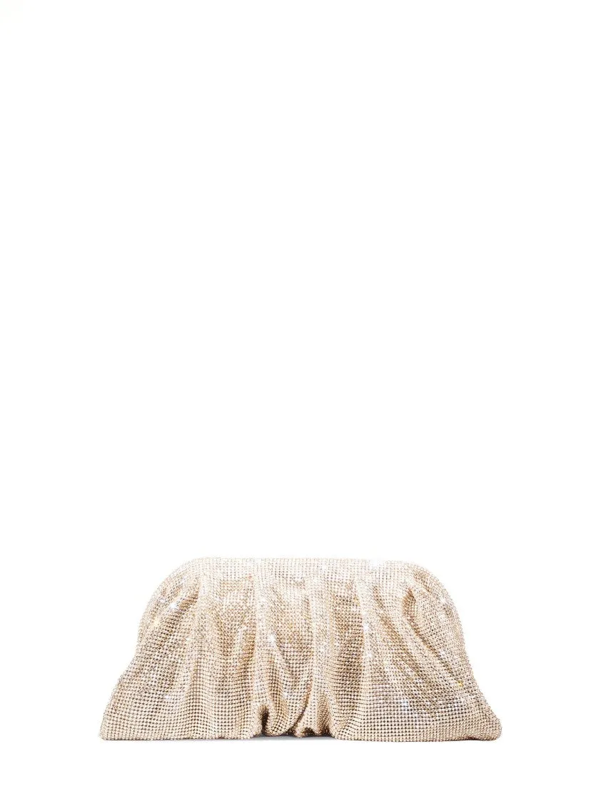 Draped Crystal Mesh Clutch