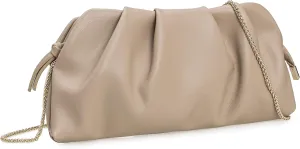 Dressy PU Clutch Purse for Women Formal Soft Pleated Vegan Leather Evening Bag for Wedding/Prom/Cocktail Party