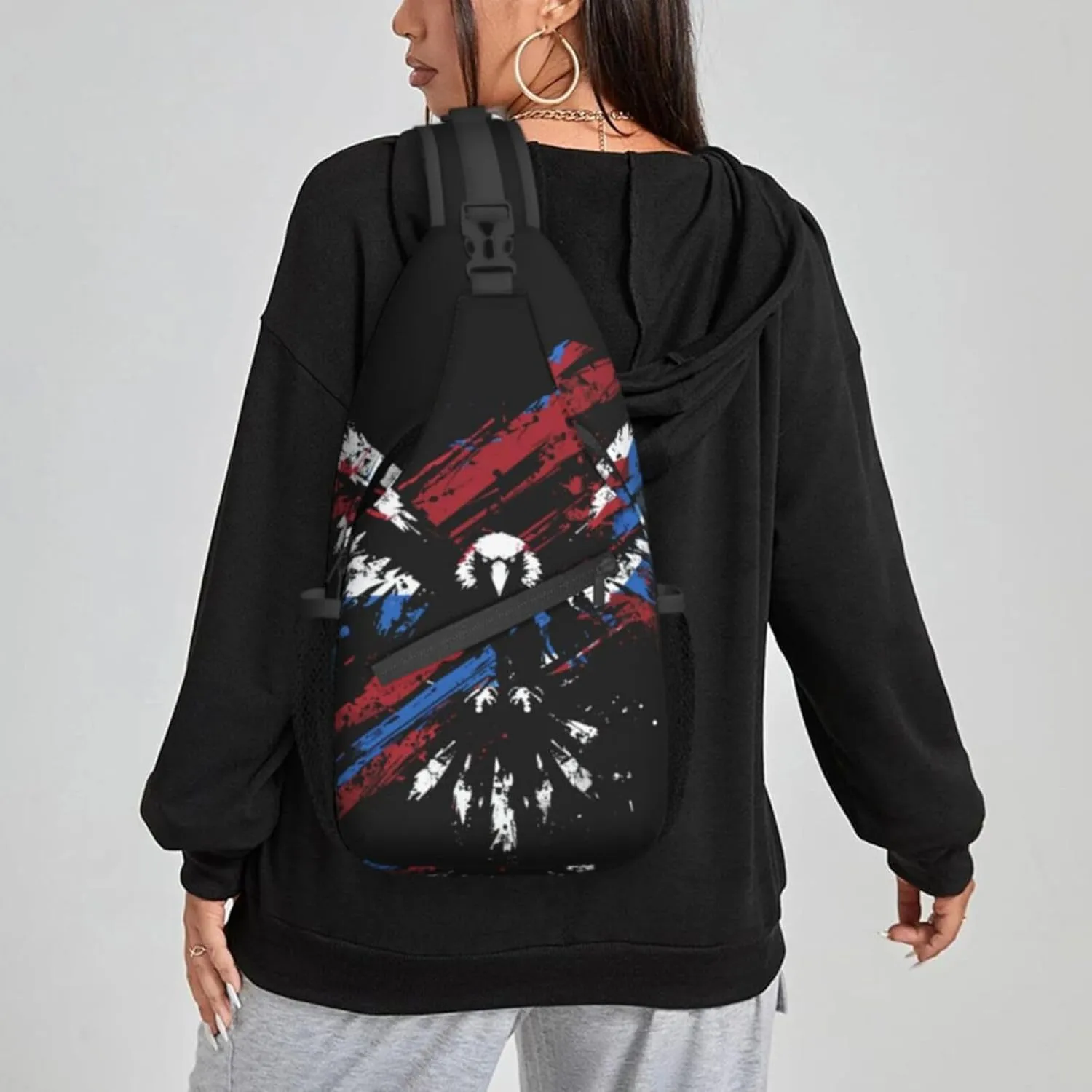 Eagle Graffiti Sling Bag For Women Crossbody Shoulder Bag Casual Daypack Backpacks Men Chest Bag Gym Cycling Travel Hiking