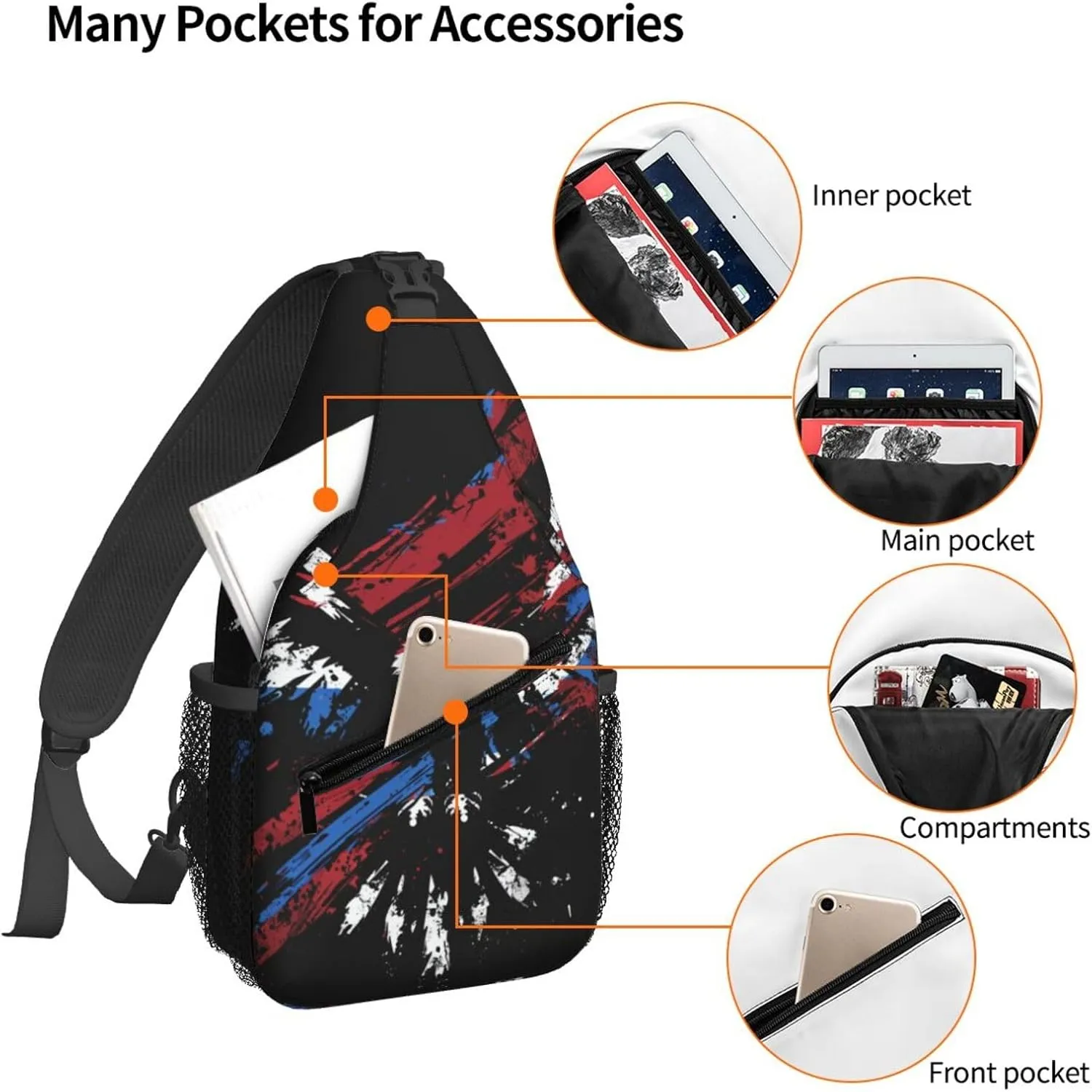 Eagle Graffiti Sling Bag For Women Crossbody Shoulder Bag Casual Daypack Backpacks Men Chest Bag Gym Cycling Travel Hiking