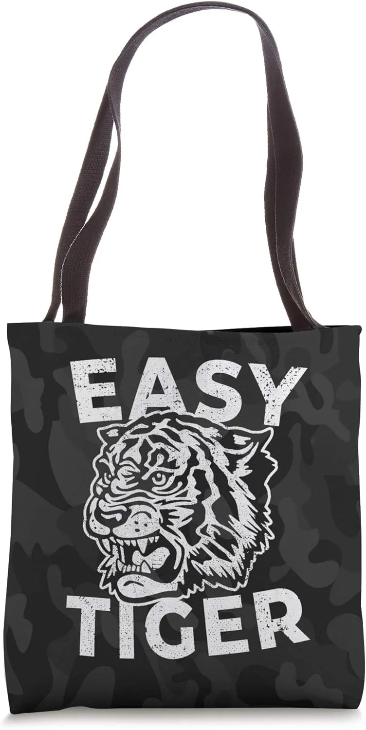 Easy Tiger Cool Distressed Tiger Roar Trendy Animal Print Tote Bag