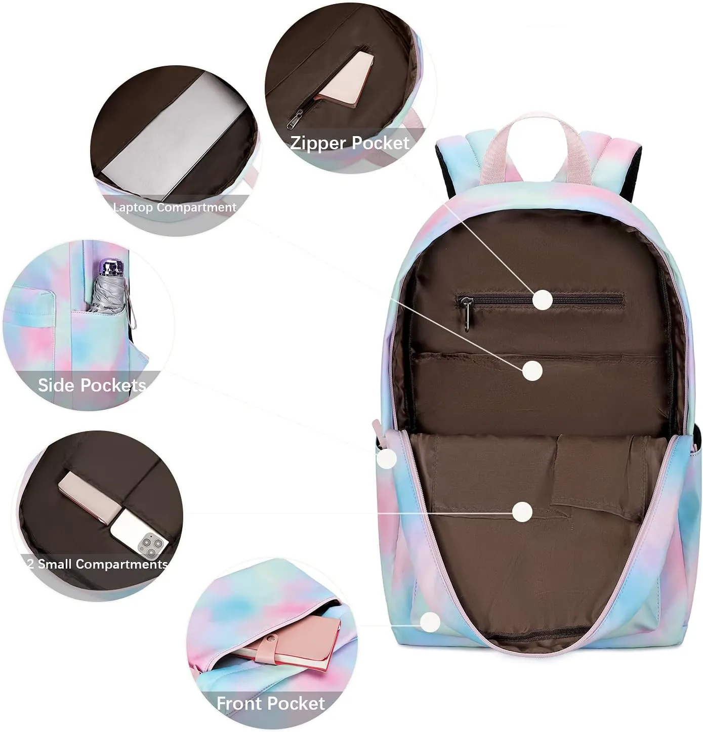 ecodudo Cow Print Girls Backpack Set for Teens Backpacks School Bookbags with Lunch Bag (Cow Print)