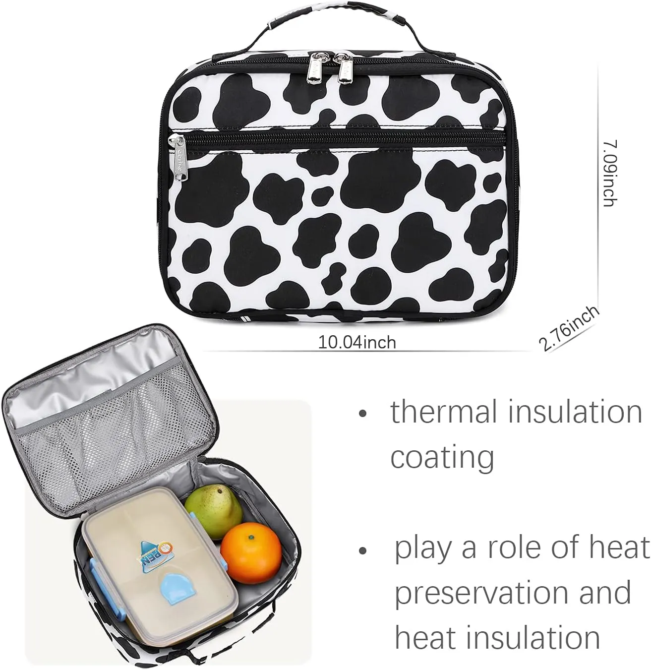 ecodudo Cow Print Girls Backpack Set for Teens Backpacks School Bookbags with Lunch Bag (Cow Print)