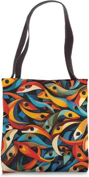 Eel Cubism Animal Wildlife Pattern Art Print Tote Bag