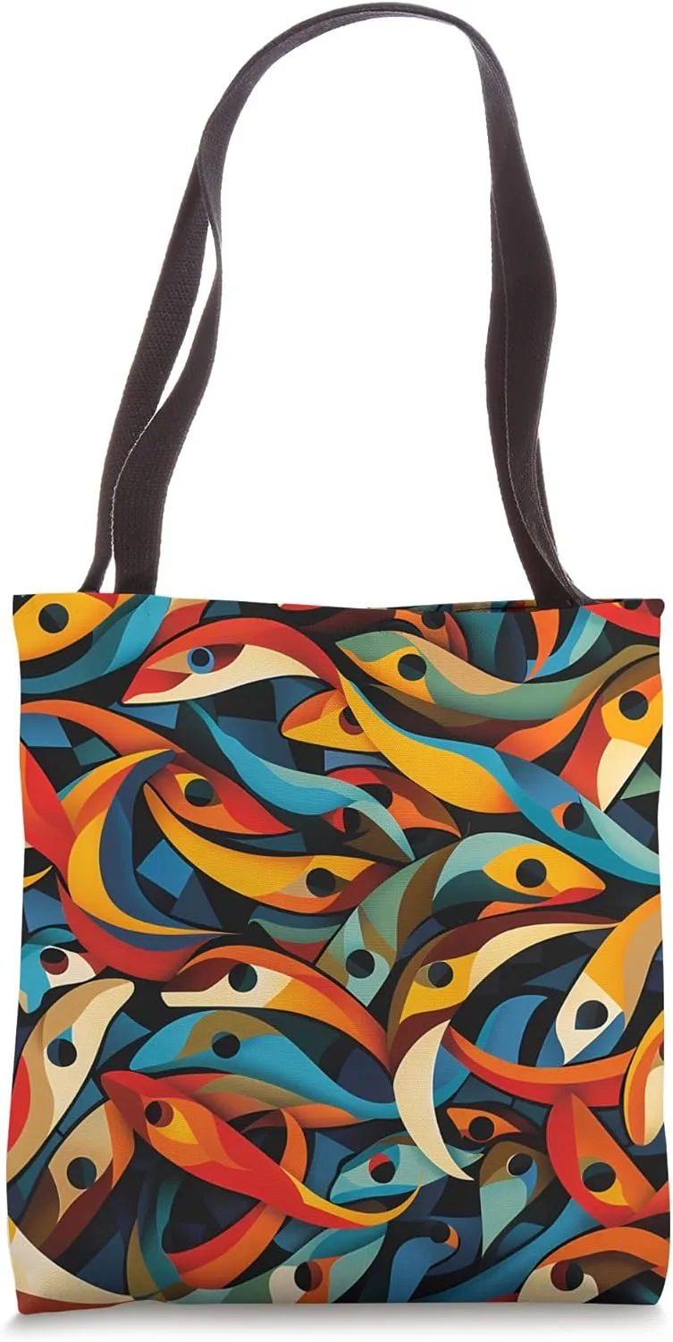 Eel Cubism Animal Wildlife Pattern Art Print Tote Bag