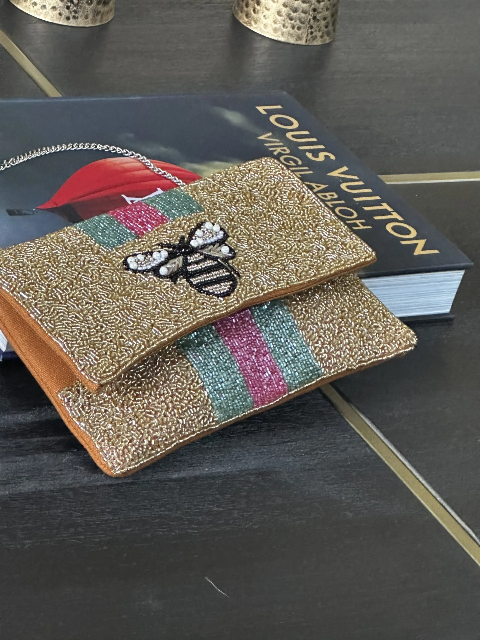 Elegant Handmade Beaded Clutch Crossbody Bag