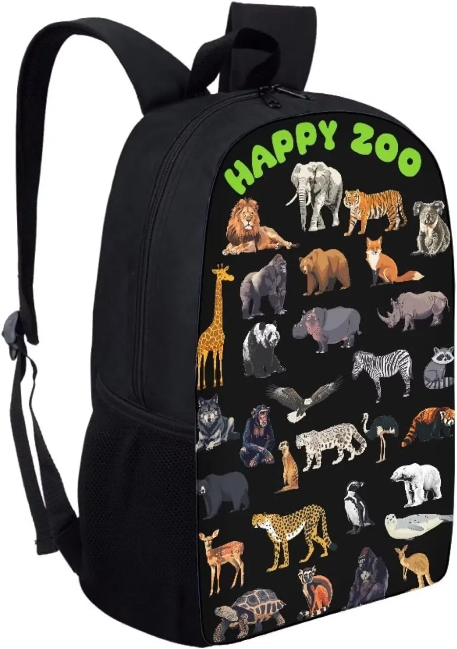 Elephant Lion Tiger Giraffe Print Kids Backpack for Boys Girls Elementary Cute Zoo Animal School Bag 17 inch Multifunctional Large Capacity Durable Travel Backpack