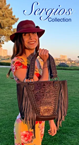 Embossed and Fringe Large Tote