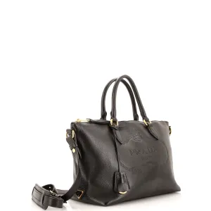 Embossed Logo Convertible Tote Glace Calf Small